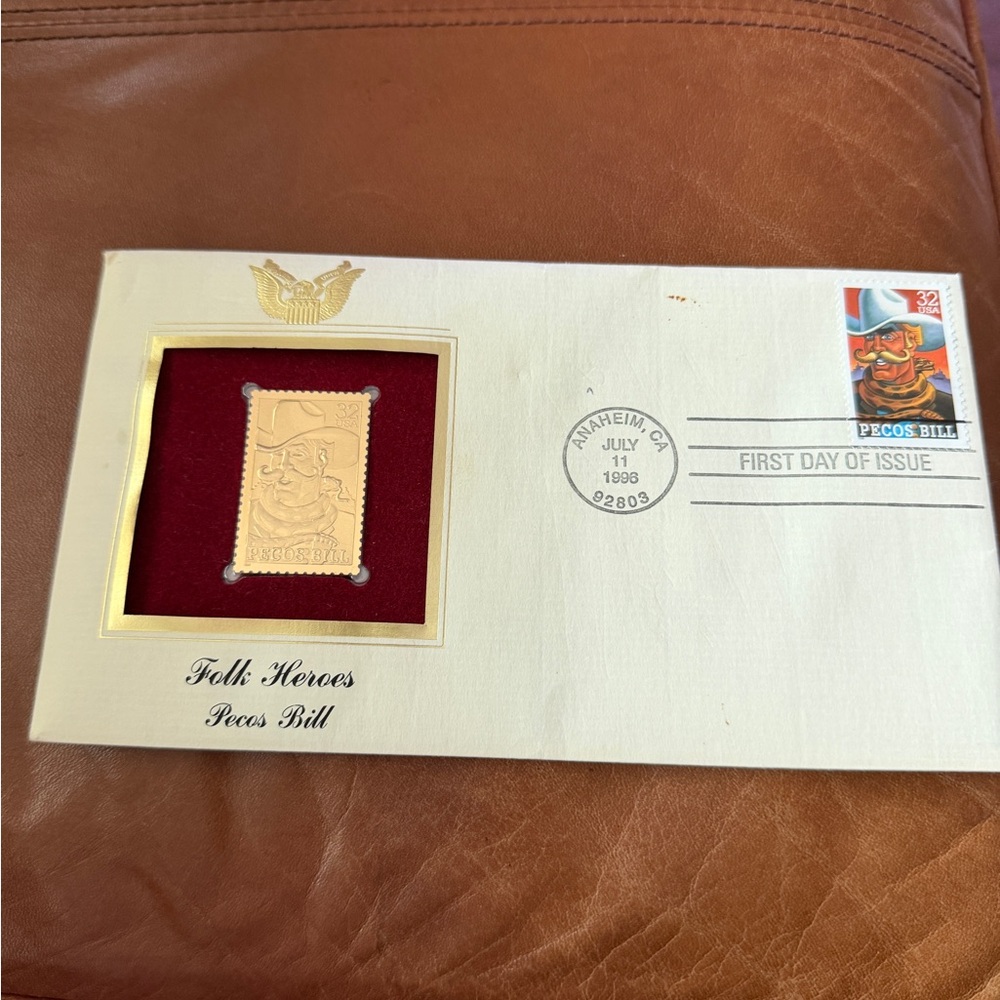 Folk Heroes Pecos Bill Gold Replica Stamp